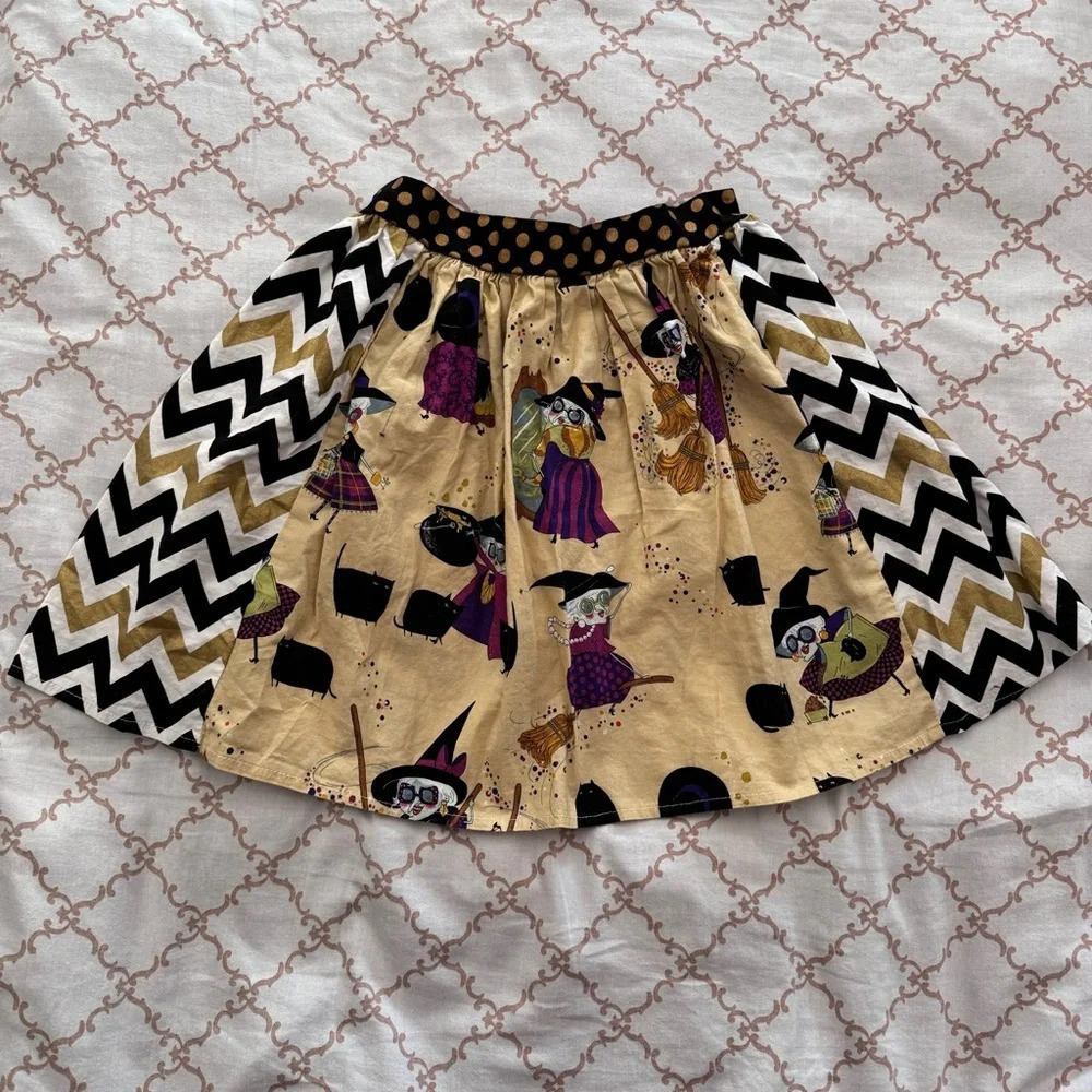Million Polkadots Wonder Me Girls Halloween Witches Cats Skirt Size 7